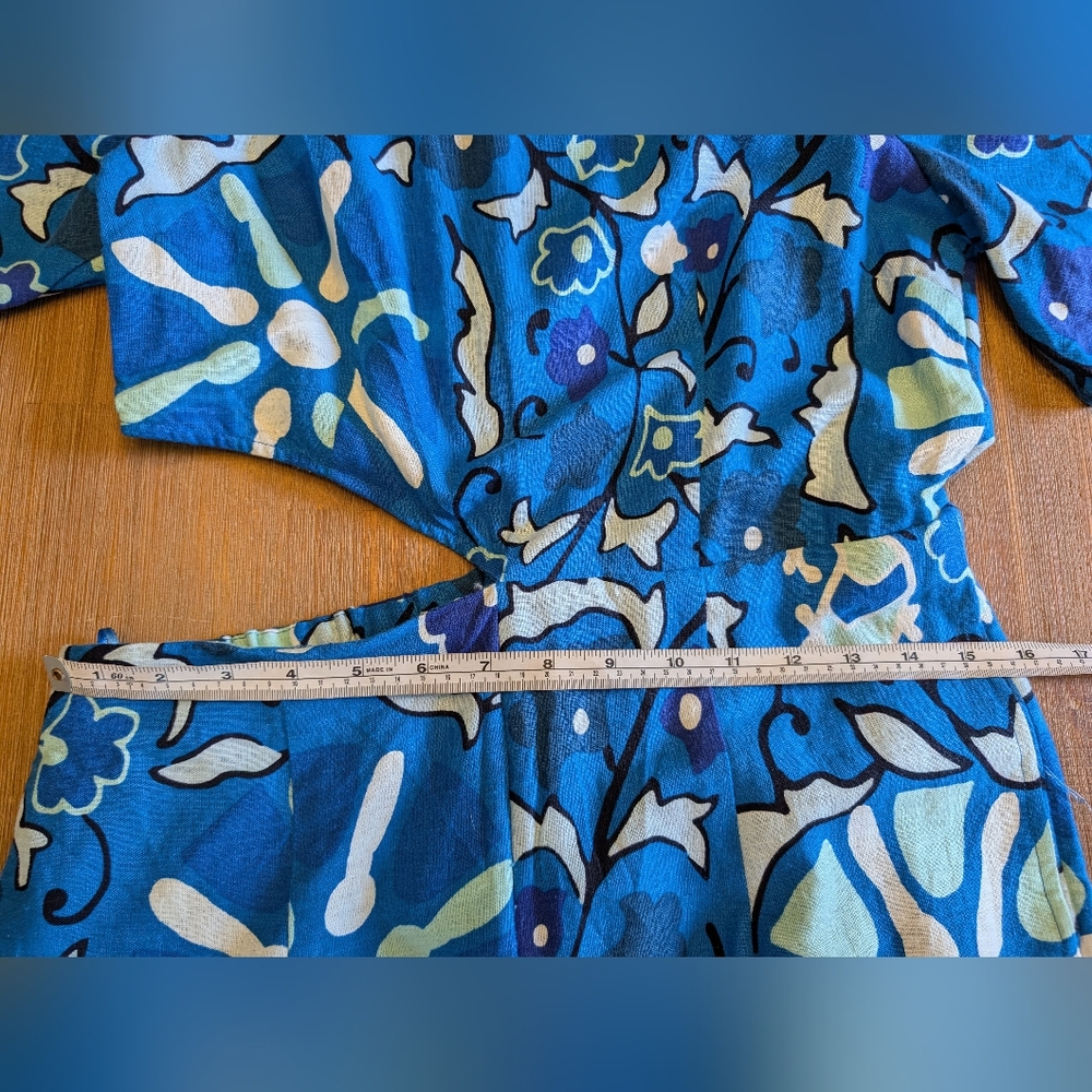 RHODE Blue & Aqua Floral Wide-Leg Jumpsuit - Picture 11 of 15
